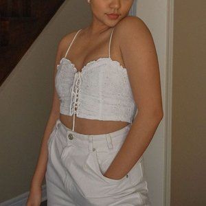 Forever21 Eyelet Cropped Top